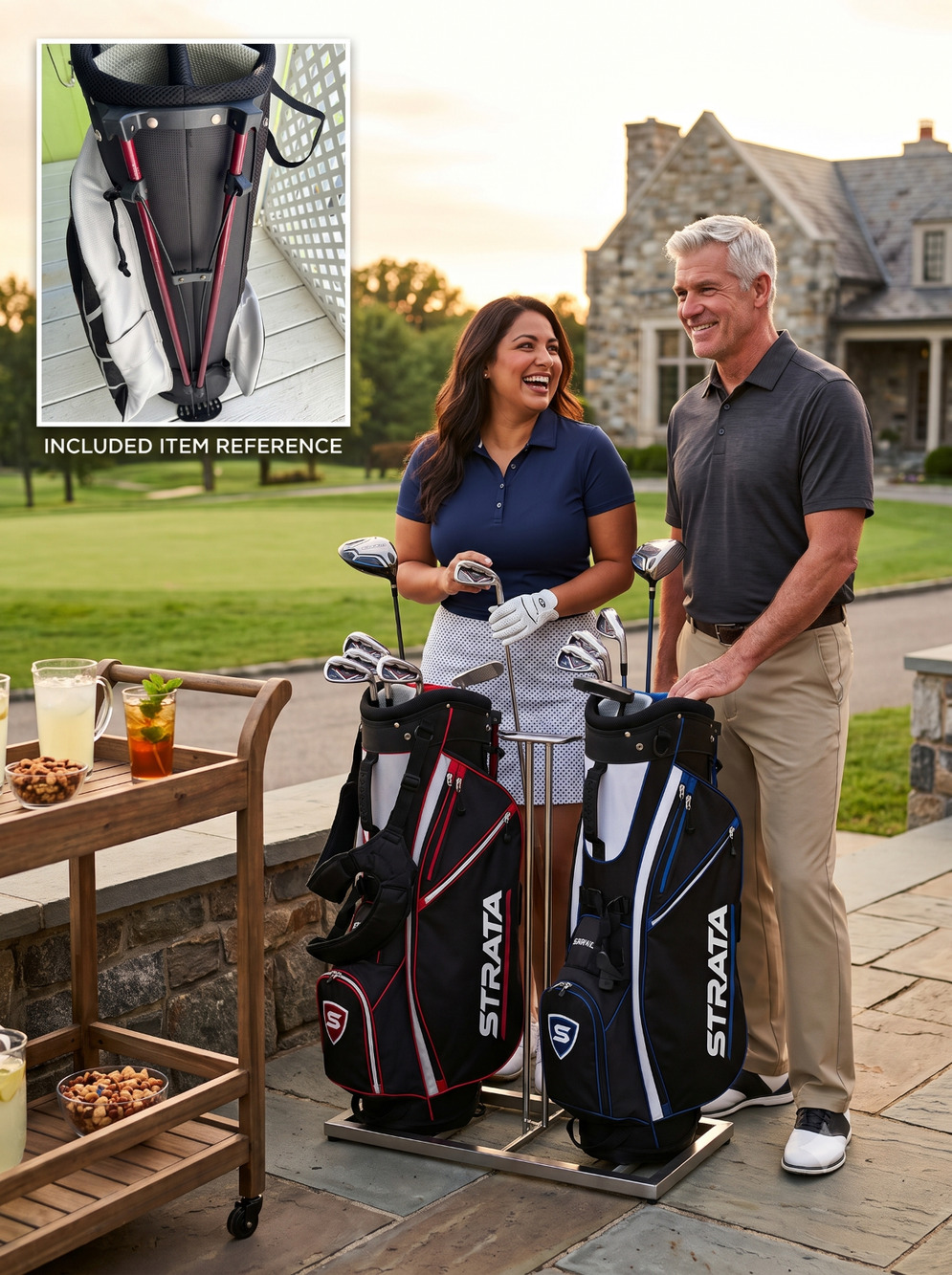Callaway Strata Golf Stand Bag 7 Way Divider Black Red Lightweight Carry Dual St